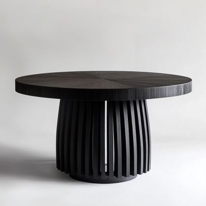 Table à manger ronde en bois noir diamètre 120 cm