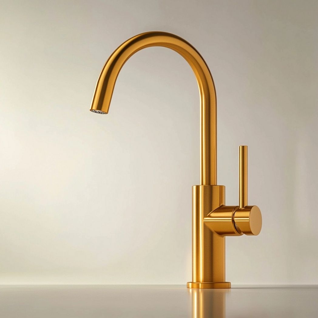 Mitigeur de Cuisine en Laiton en Or Brossé avec Bec Pivotant
