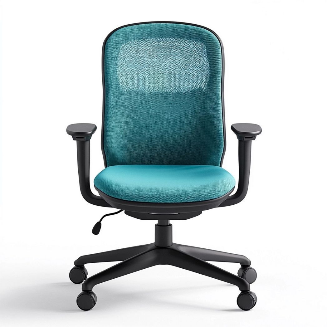 Chaise de Bureau Ergonomique en Tissu Respirant avec Accoudoirs Réglables Bleu/Noir