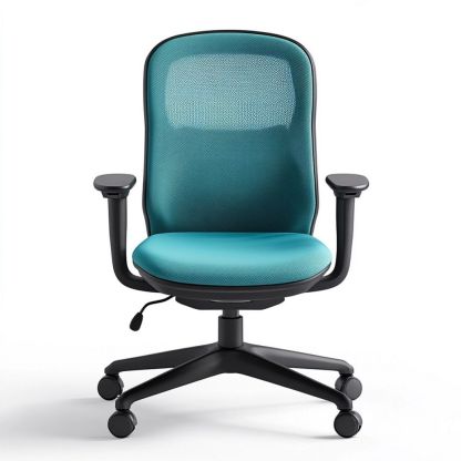 Chaise de Bureau Ergonomique en Tissu Respirant avec Accoudoirs Réglables Bleu/Noir