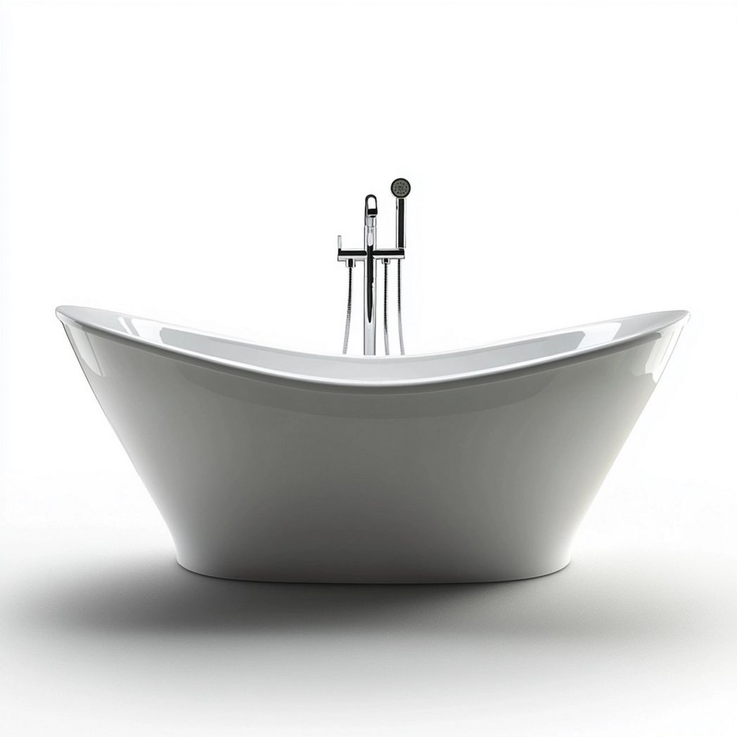 Baignoire Autoportante Blanc Acrylique Design Ergonomique 170x80x60 cm