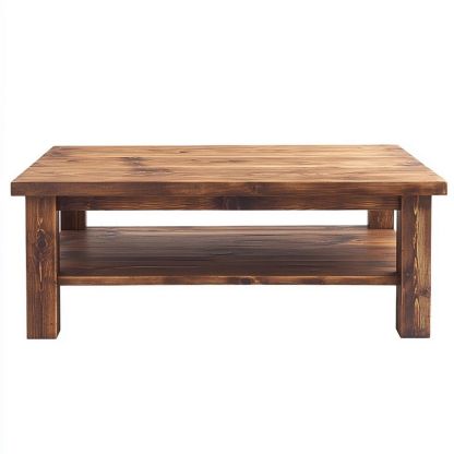 Table Basse Rectangulaire en Bois Massif avec Étagère 110x60x45 cm