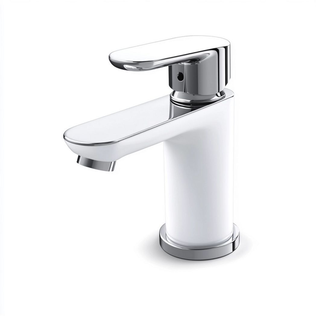 Mitigeur Lavabo Chromé/Blanc Monotrou en Métal/Plastique