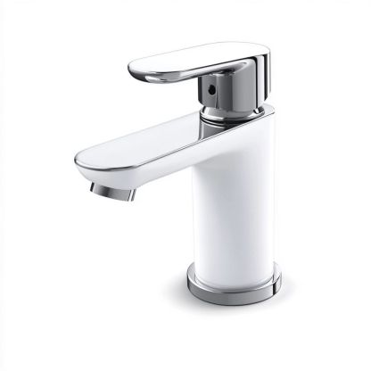 Mitigeur Lavabo Chromé/Blanc Monotrou en Métal/Plastique