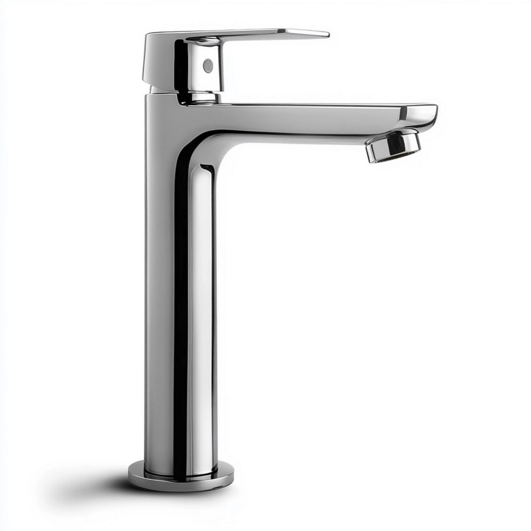 Robinet mitigeur en laiton chromé pour lavabo, hauteur 20 cm, bec 15 cm