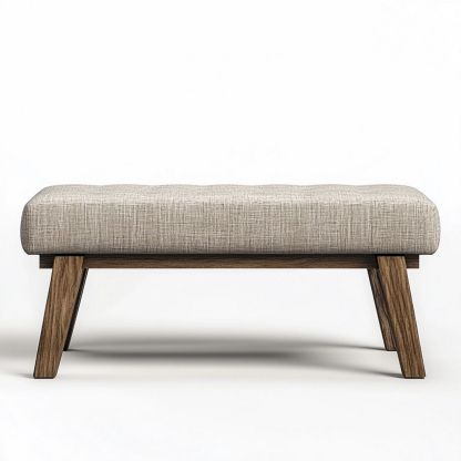 Banc rembourré rectangulaire en tissu polyester et bois de noyer 100x40x45 cm gris