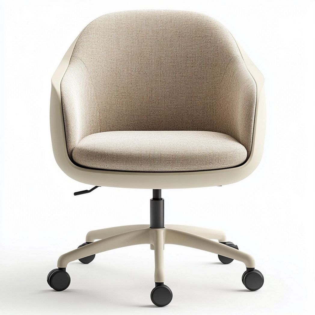 Chaise de bureau tissu beige rotatif hauteur réglable pivotante avec roulettes structure robuste
