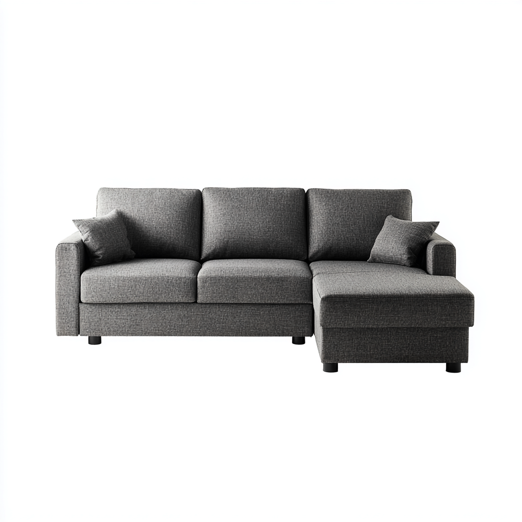 Ecksofa Stoff 250x155x85 cm - Dunkelgrau - Zeitloses Design - Für Wohnzimmer-Domainota