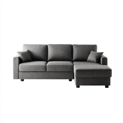 Ecksofa Stoff 250x155x85 cm - Dunkelgrau - Zeitloses Design - Für Wohnzimmer-Domainota