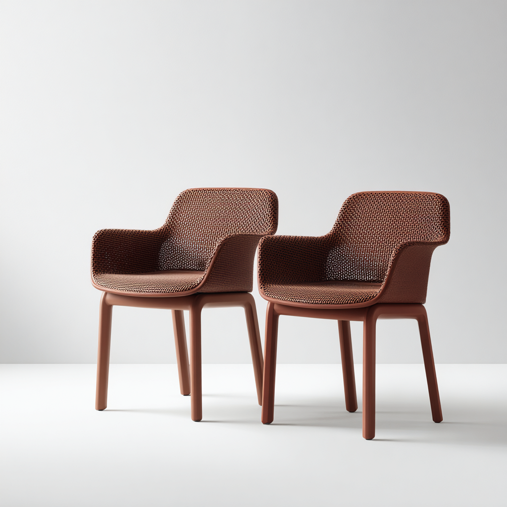 Gartenstuhl-Set 2 Stück 60x65x80 cm - Polyrattan und Holz - braun - mit Sitzkissen - modernes Design für den Außenbereich-Domainota