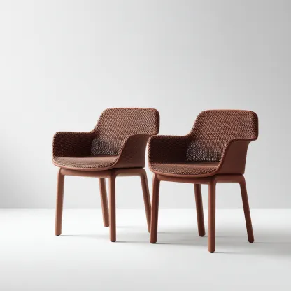 Gartenstuhl-Set 2 Stück 60x65x80 cm - Polyrattan und Holz - braun - mit Sitzkissen - modernes Design für den Außenbereich-Domainota