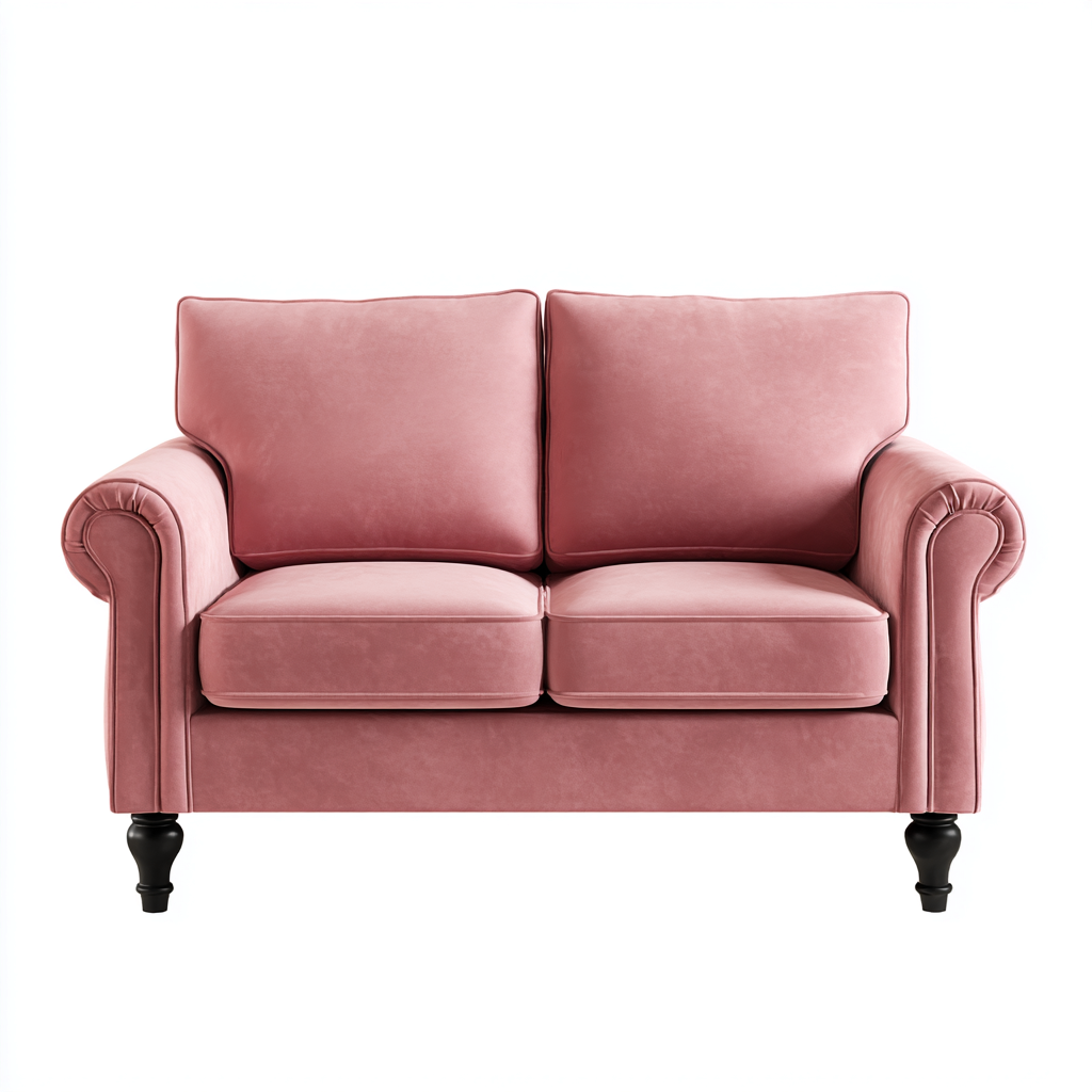 Gerades Sofa Samt 155x84x88 cm - Altrosa - Klassisches Design für Wohnzimmer-Domainota