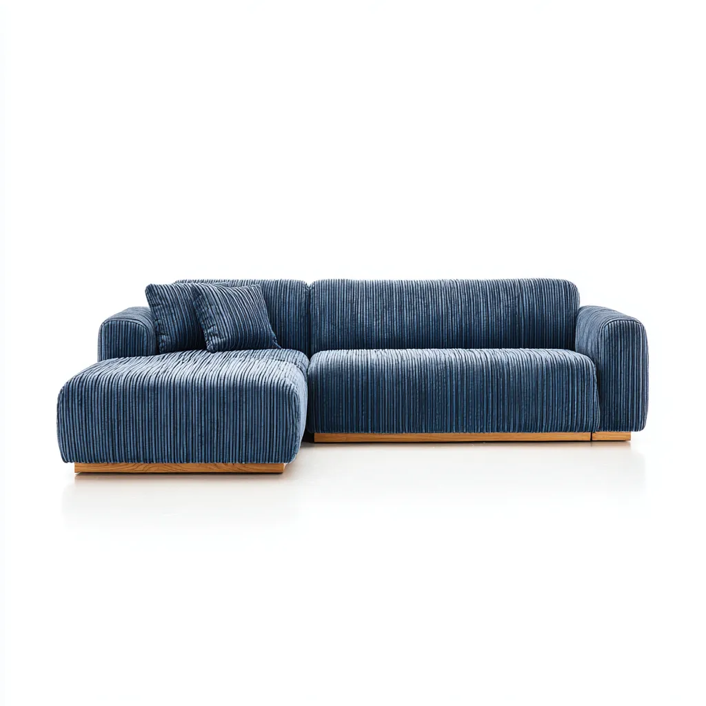 Ecksofa Cordstoff 255x165x78 cm - Dunkelblau - Modernes Minimalistisches Design - Für Wohnzimmer-Domainota