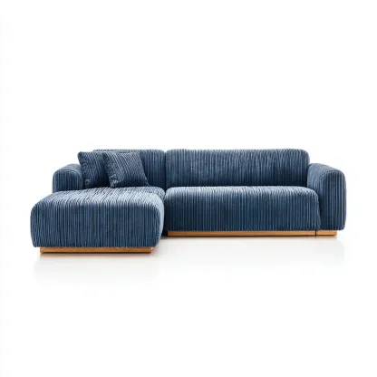 Ecksofa Cordstoff 255x165x78 cm - Dunkelblau - Modernes Minimalistisches Design - Für Wohnzimmer-Domainota