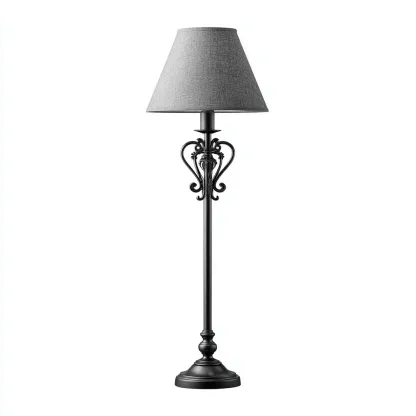 Stehlampe 35x35x160 cm - Metall und Stoff - schwarz - grau - geeignet für Wohnzimmer und Schlafzimmer - klassisches Design-Domainota