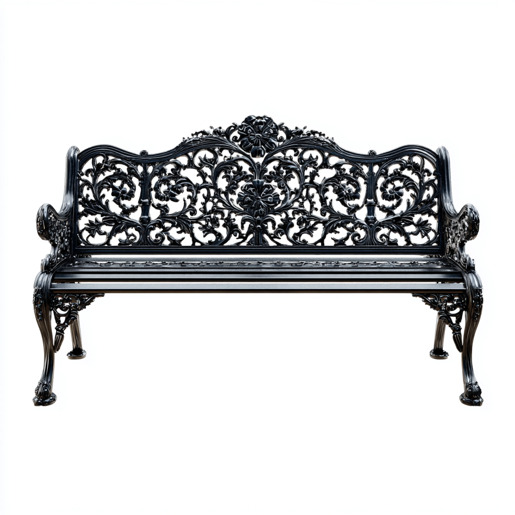 Gartenbank 130x60x85 cm - Gusseisen - schwarz - geeignet für den Außenbereich - Barockornament-Design-Domainota