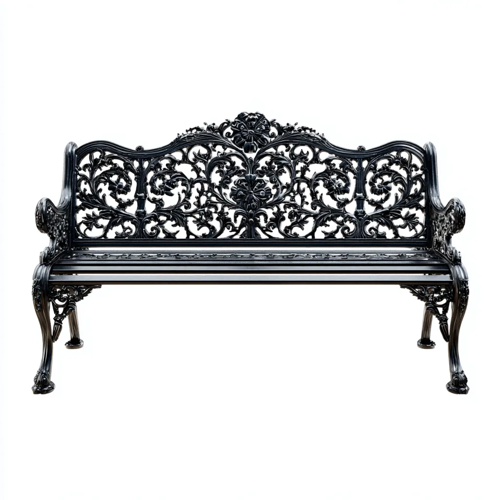 Gartenbank 130x60x85 cm - Gusseisen - schwarz - geeignet für den Außenbereich - Barockornament-Design-Domainota