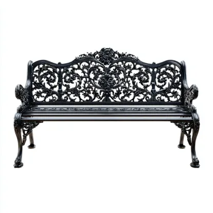 Gartenbank 130x60x85 cm - Gusseisen - schwarz - geeignet für den Außenbereich - Barockornament-Design-Domainota