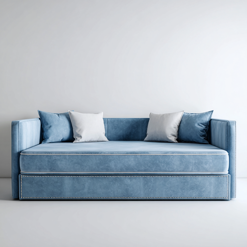 Schlafsofa-Samt-210x100x90 cm-Hellblau-für Schlafzimmer-Modernes Design-Domainota