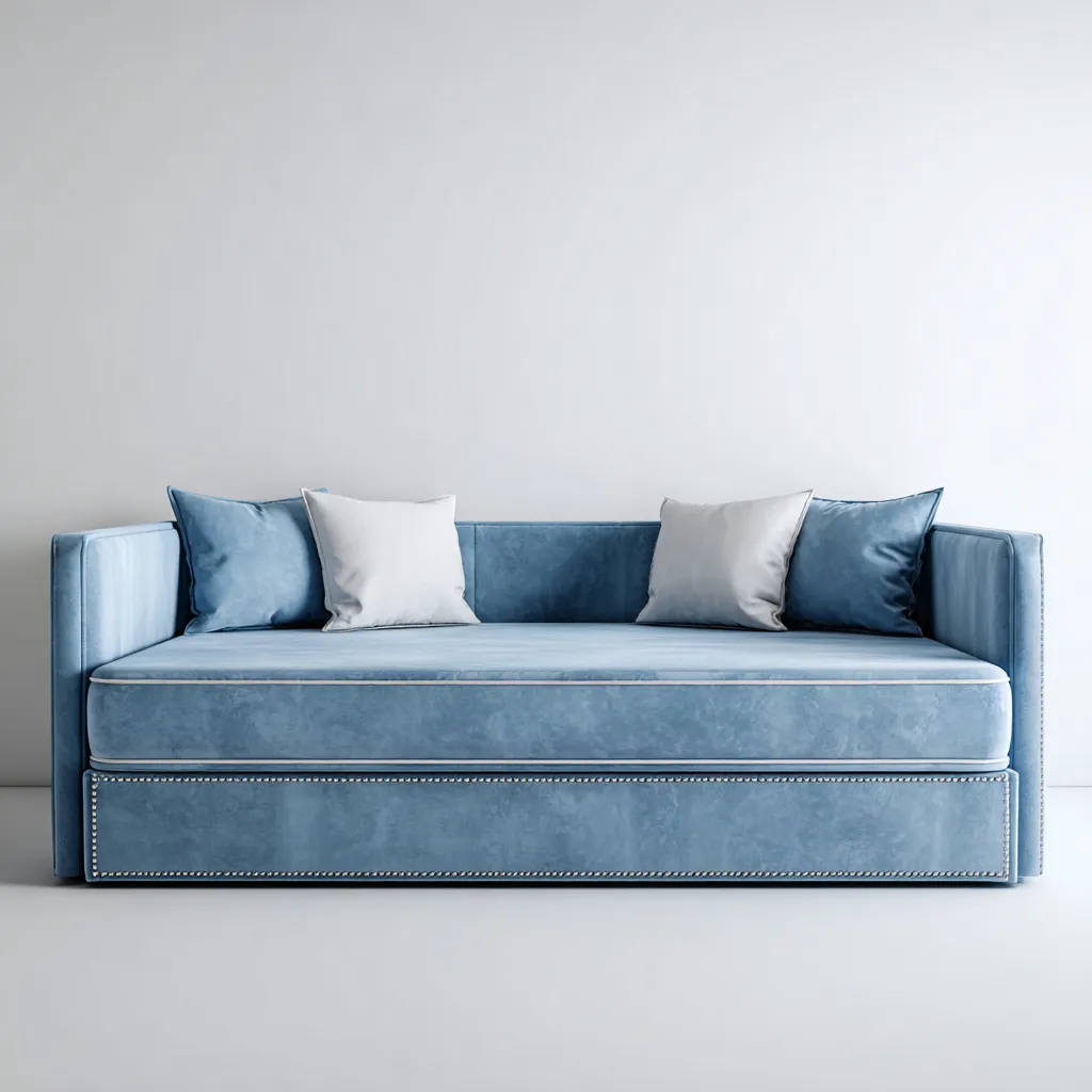 Schlafsofa-Samt-210x100x90 cm-Hellblau-für Schlafzimmer-Modernes Design-Domainota