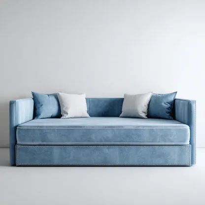 Schlafsofa-Samt-210x100x90 cm-Hellblau-für Schlafzimmer-Modernes Design-Domainota