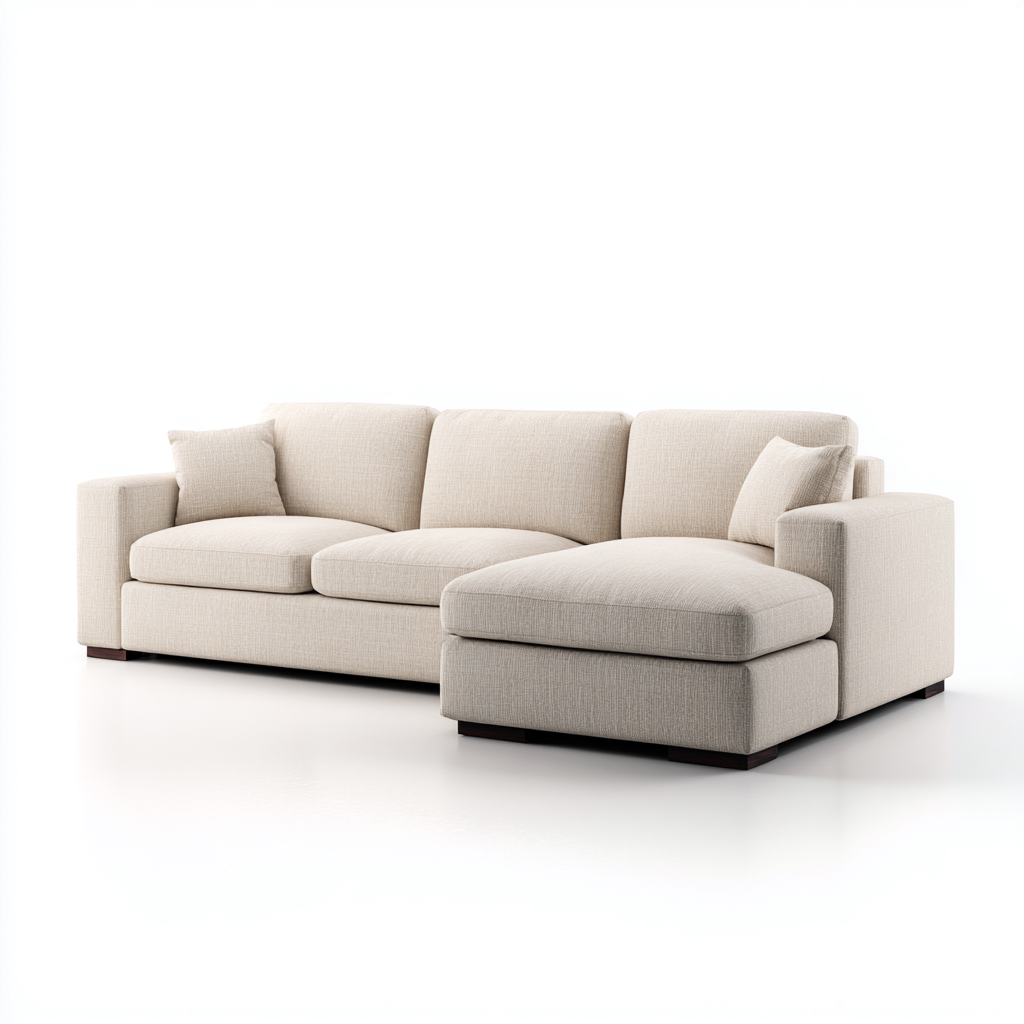 Ecksofa Stoff 265x160x85 cm - Creme - Zeitloses Design - Für Wohnzimmer-Domainota