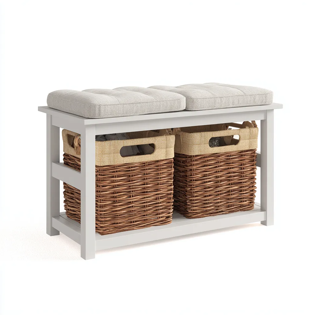 Eingangsbank Holz 90x35x50 cm - weiß - Landhausstil für Flur-Domainota