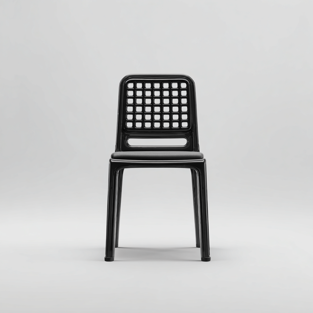 Gartenstuhl 48x53x84 cm - Polycarbonat - schwarz - geeignet für den Außenbereich - modernes Gitterdesign-Domainota
