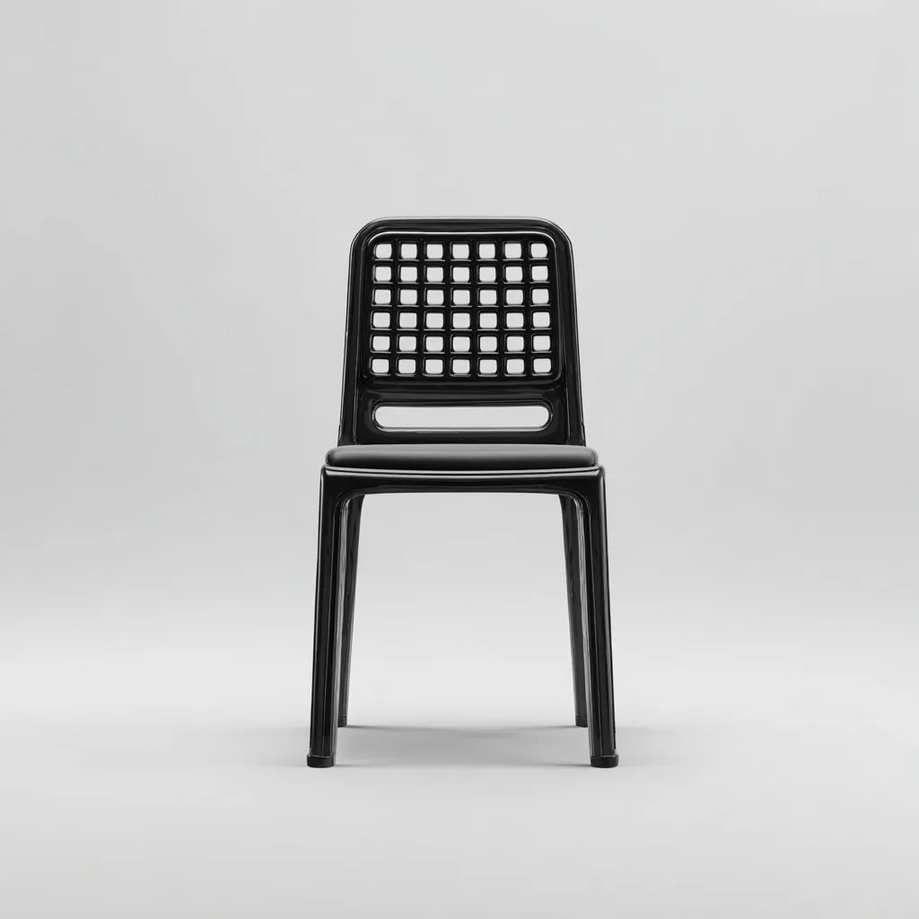 Gartenstuhl 48x53x84 cm - Polycarbonat - schwarz - geeignet für den Außenbereich - modernes Gitterdesign-Domainota