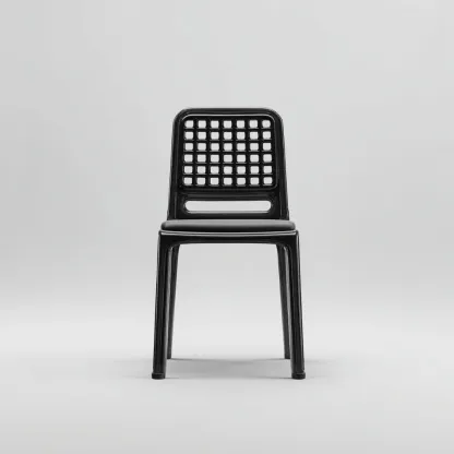 Gartenstuhl 48x53x84 cm - Polycarbonat - schwarz - geeignet für den Außenbereich - modernes Gitterdesign-Domainota