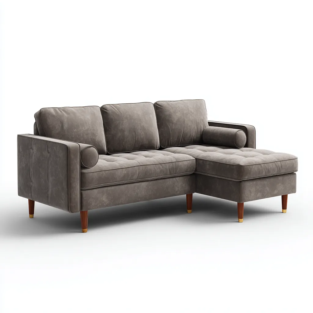 Ecksofa Kunstleder 235x155x83 cm - Graubraun - Mid-Century Design - Für Wohnzimmer-Domainota