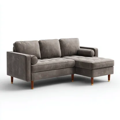 Ecksofa Kunstleder 235x155x83 cm - Graubraun - Mid-Century Design - Für Wohnzimmer-Domainota