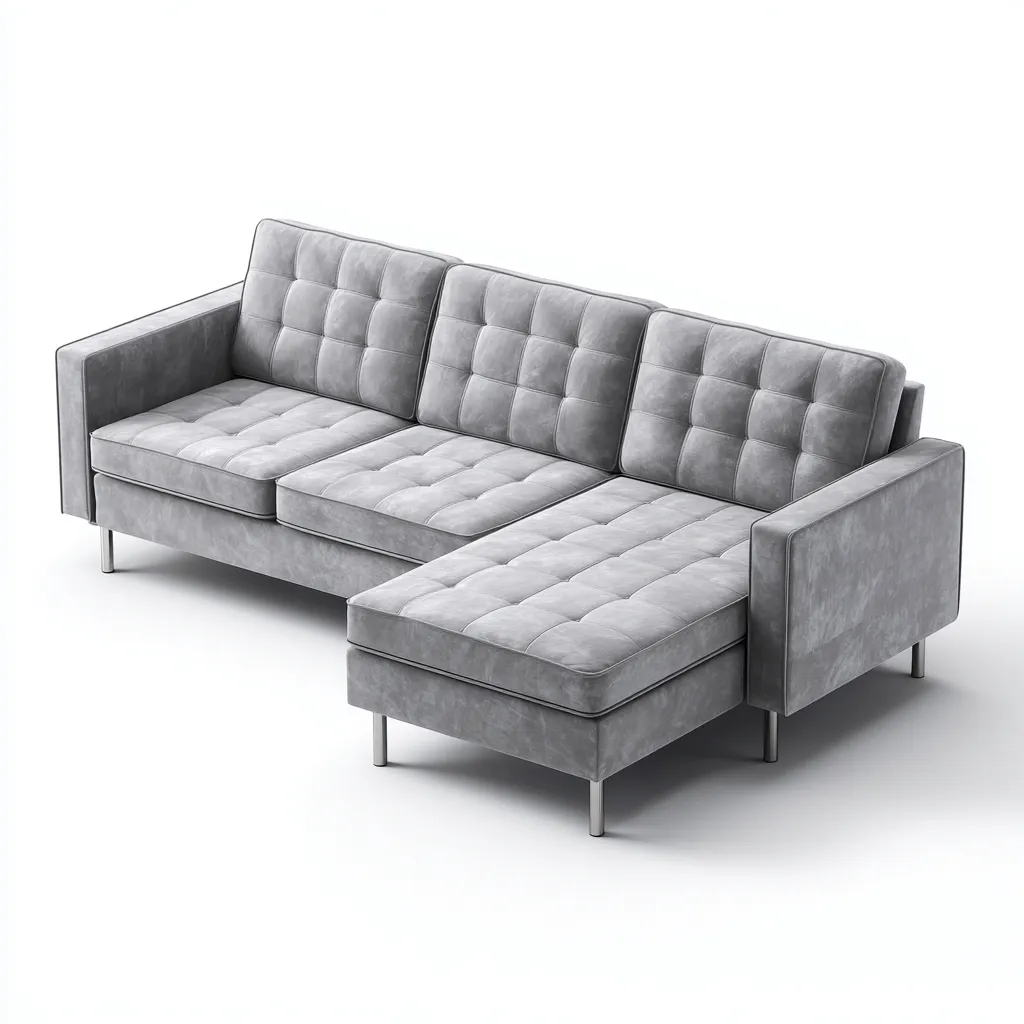 Ecksofa Samt 248x160x85 cm - Hellgrau - Modernes Design - Für Wohnzimmer-Domainota