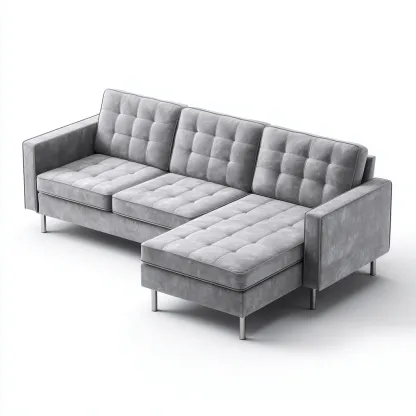 Ecksofa Samt 248x160x85 cm - Hellgrau - Modernes Design - Für Wohnzimmer-Domainota