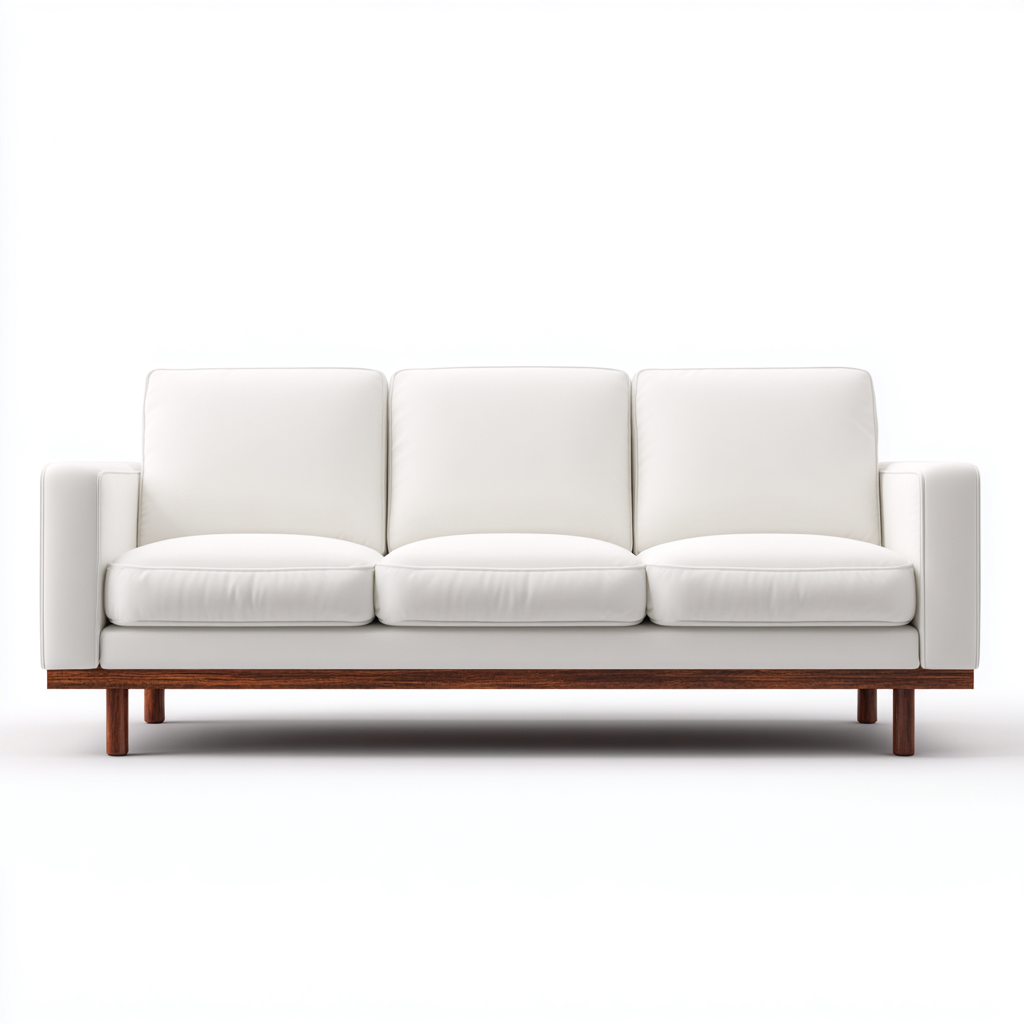 Gerades Sofa Leder 210x92x85 cm - Weiß - Zeitloses Design - Für Wohnzimmer-Domainota