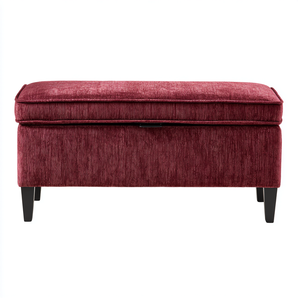 Eingangsbank mit Stauraum Stoff 90x40x45 cm - bordeauxrot - geeignet für Flur - Modernes Design-Domainota