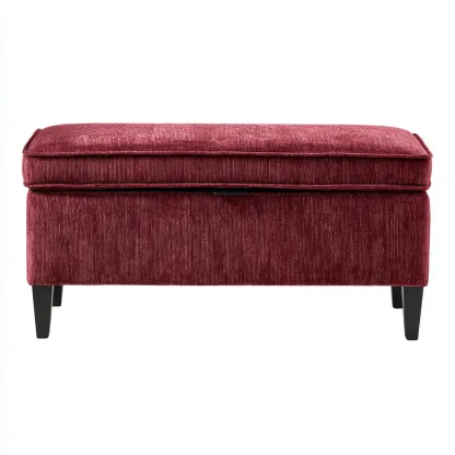 Eingangsbank mit Stauraum Stoff 90x40x45 cm - bordeauxrot - geeignet für Flur - Modernes Design-Domainota