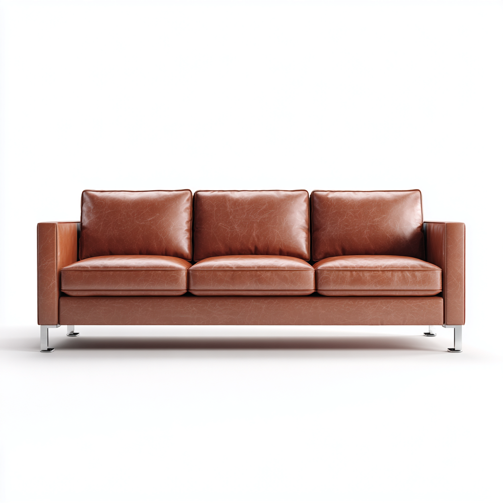Gerades Sofa Echtlederpolster 200x85x82 cm - Cognacbraun - Modernes Design - Für Wohnzimmer-Domainota