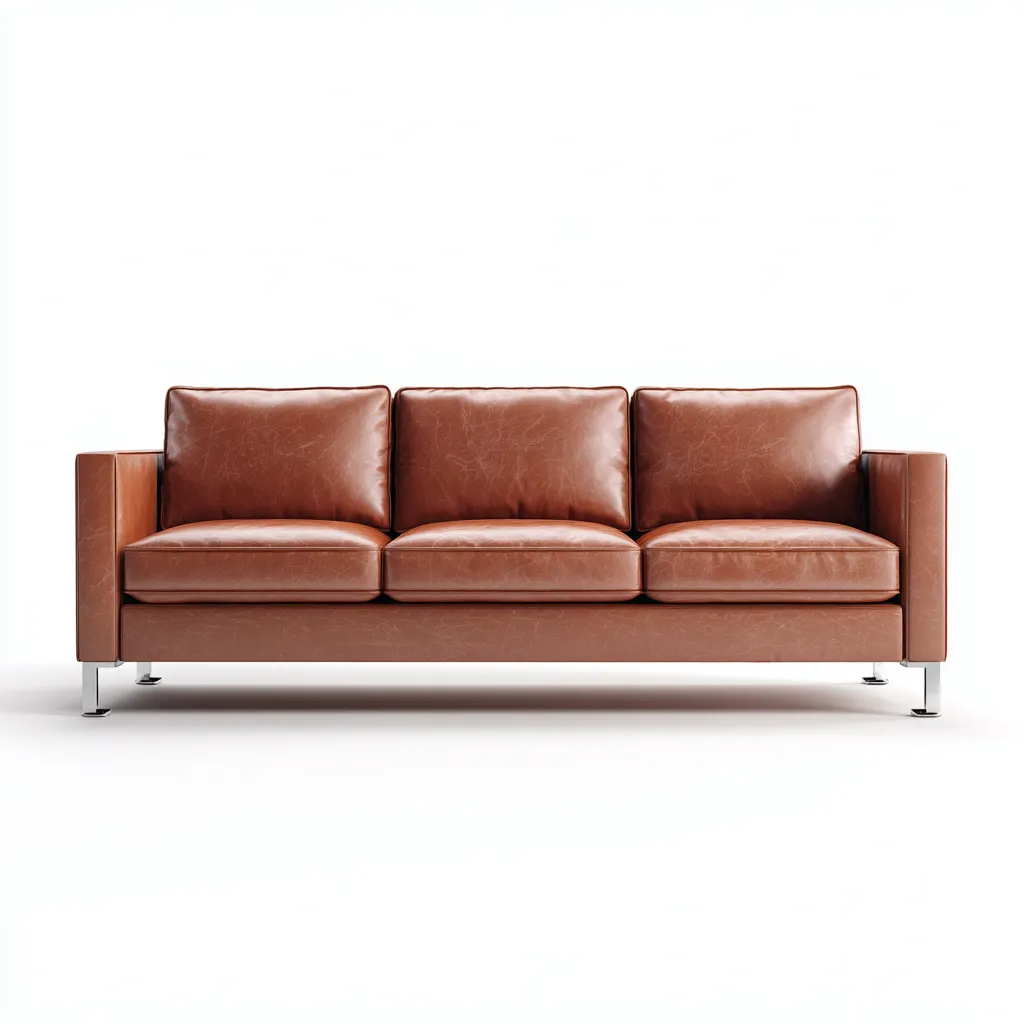 Gerades Sofa Echtlederpolster 200x85x82 cm - Cognacbraun - Modernes Design - Für Wohnzimmer-Domainota