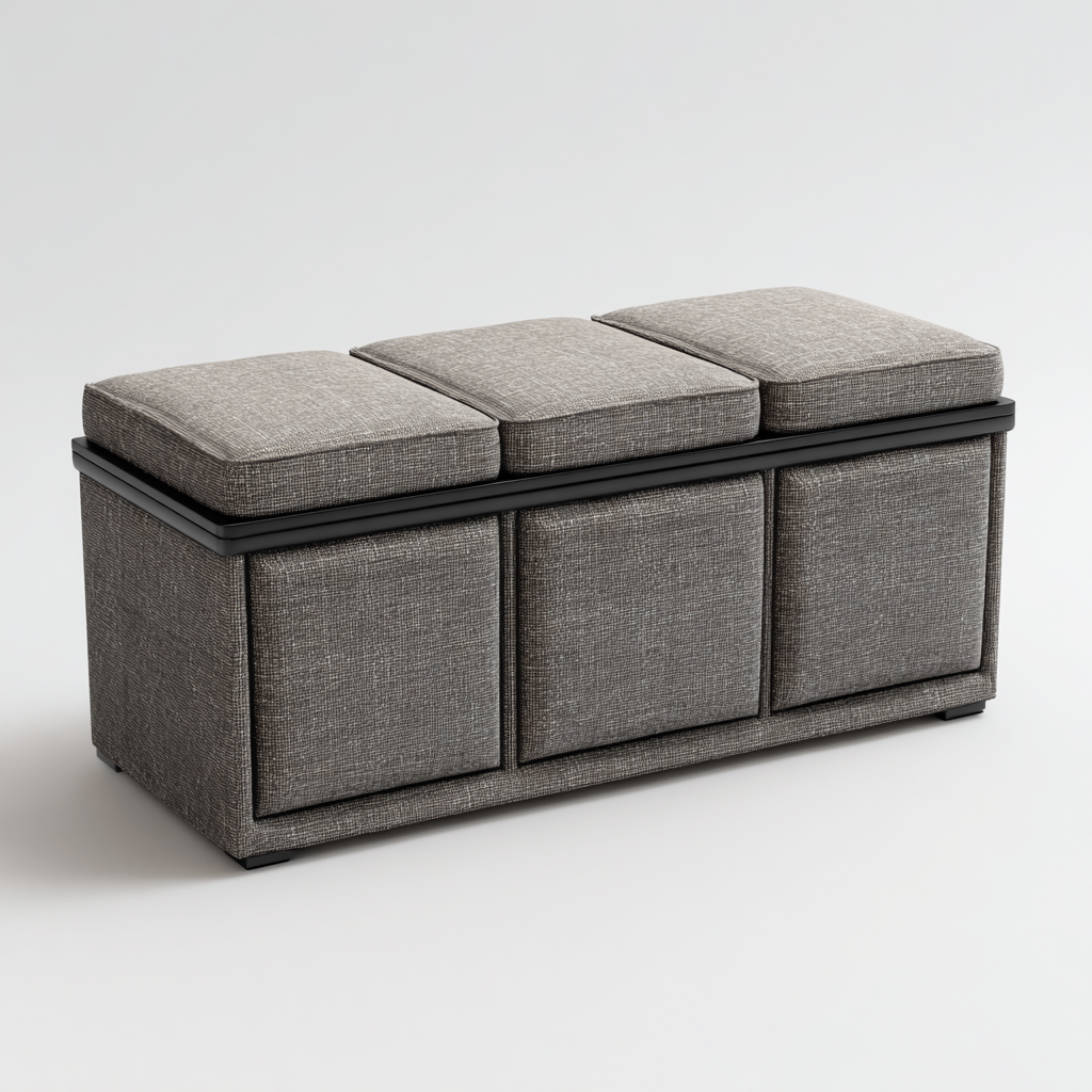 Eingangsbank Stoff 100x40x48 cm - grau - modernes Design mit Stauraum für Flur-Domainota