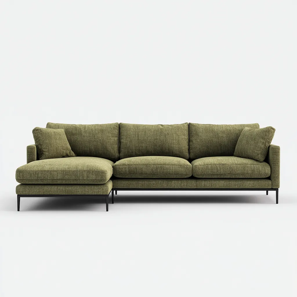 Ecksofa Stoff 260x160x85 cm - Olivgrün - Modernes Design - Für Wohnzimmer-Domainota