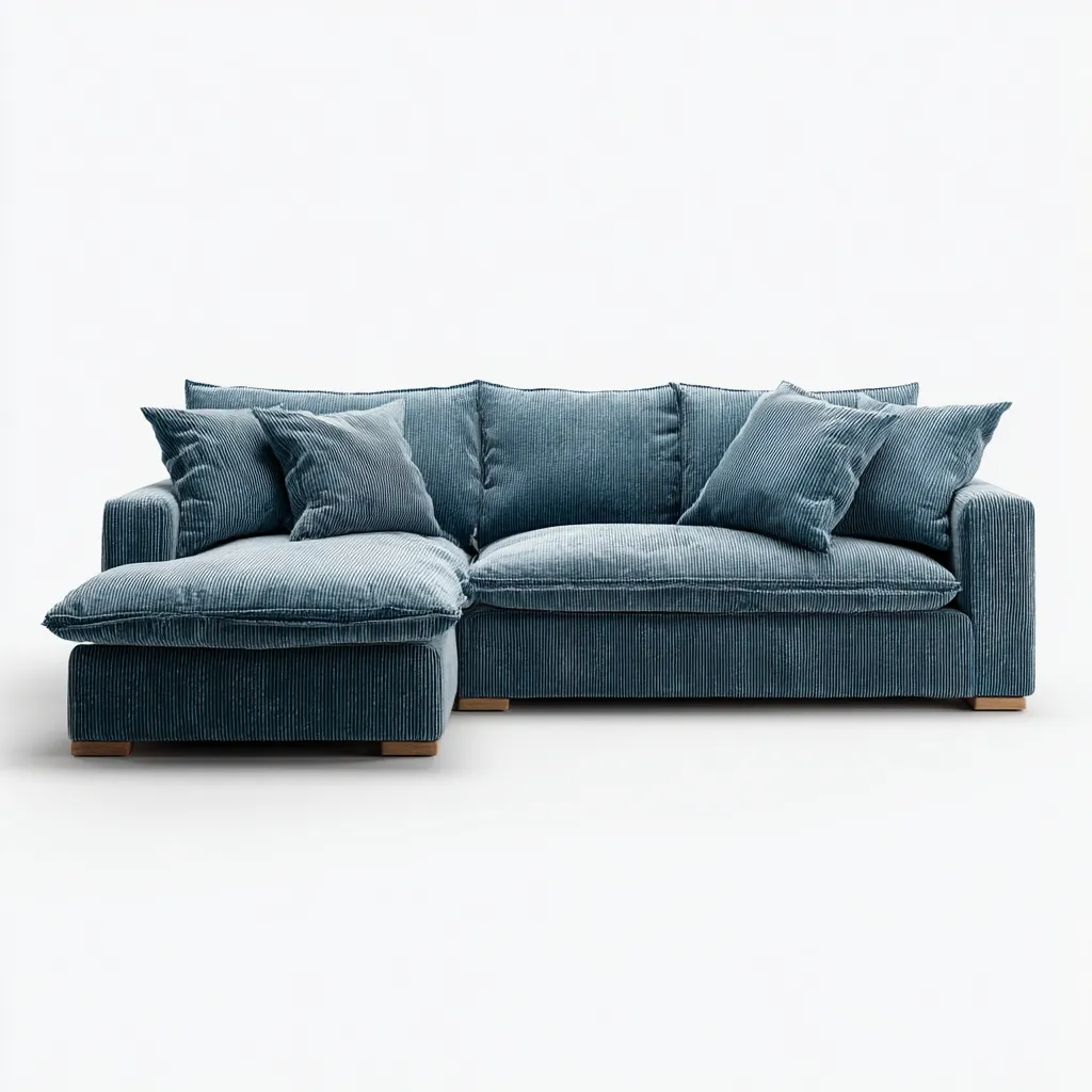 Ecksofa Cordstoff 255x160x85 cm - Hellblau - Modernes Design - Für Wohnzimmer-Domainota