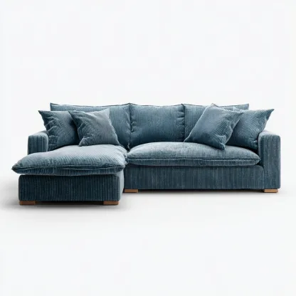 Ecksofa Cordstoff 255x160x85 cm - Hellblau - Modernes Design - Für Wohnzimmer-Domainota