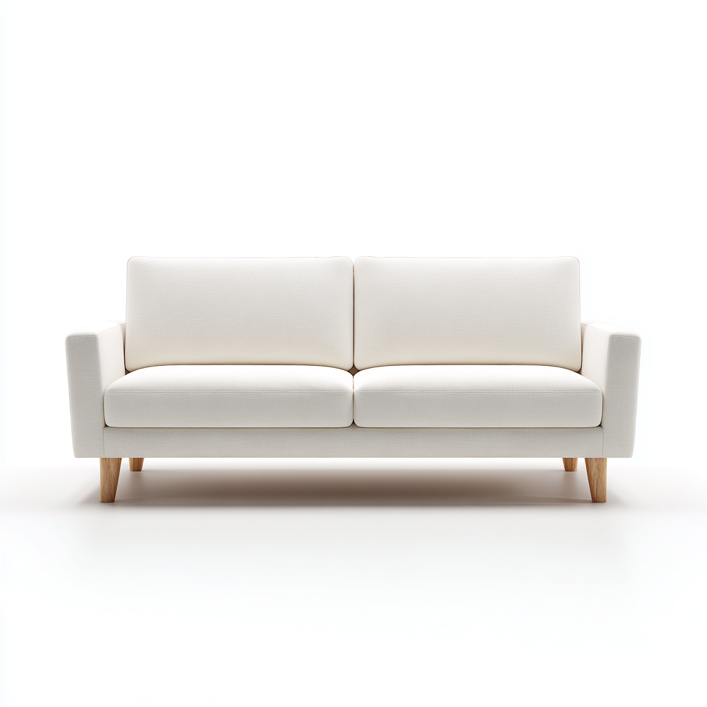 Gerades Sofa Stoff 200x90x85 cm - Weiß - Minimalistisches Design - Für Wohnzimmer-Domainota