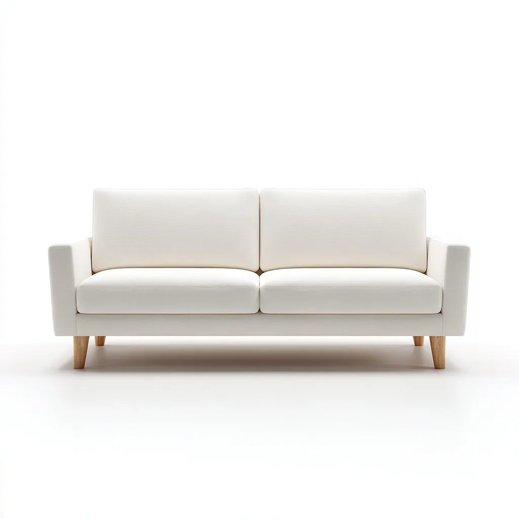 Gerades Sofa Stoff 200x90x85 cm - Weiß - Minimalistisches Design - Für Wohnzimmer-Domainota