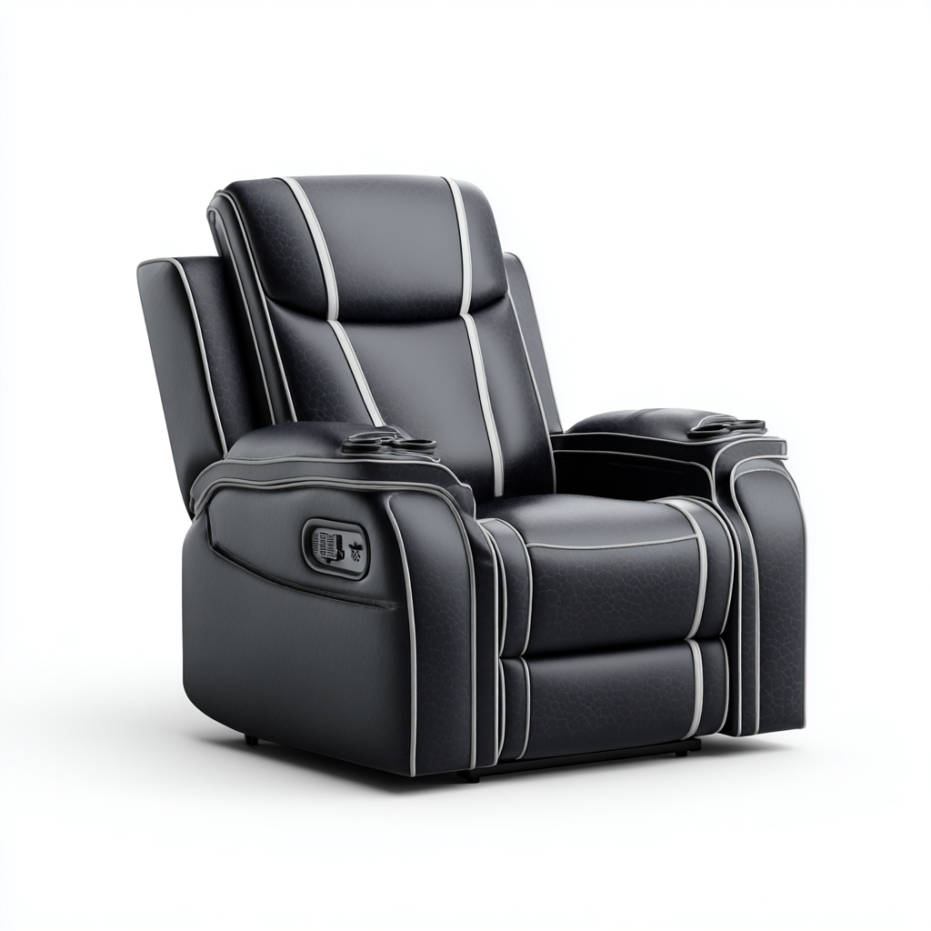 Liegesessel aus Kunstleder 100x95x100 cm - Schwarz - Grau - Modernes Design für Wohnzimmer-Domainota