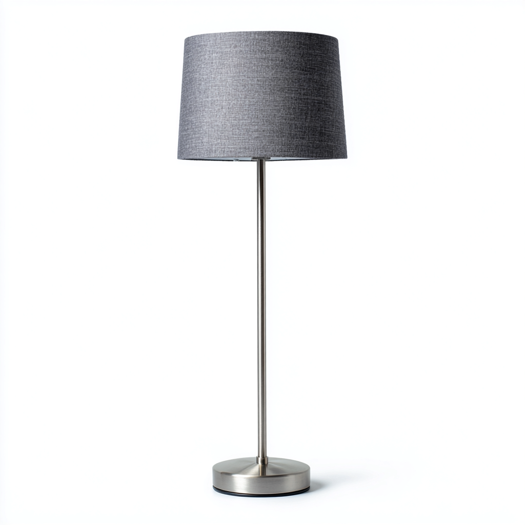 Stehlampe - Metall - Textil - 30x30x150 cm - Grau - Silber - Modernes Design für Wohnzimmer - Schlafzimmer-Domainota