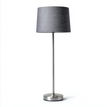 Stehlampe - Metall - Textil - 30x30x150 cm - Grau - Silber - Modernes Design für Wohnzimmer - Schlafzimmer-Domainota
