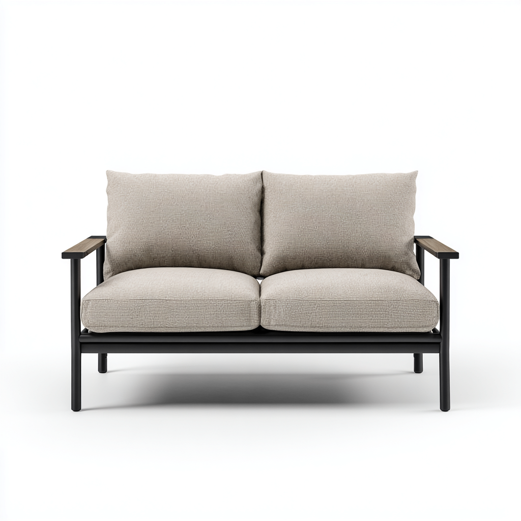 Gerades Sofa Stoff und Metall 178x84x85 cm - Beige - Modernes Industriedesign für Wohnzimmer-Domainota