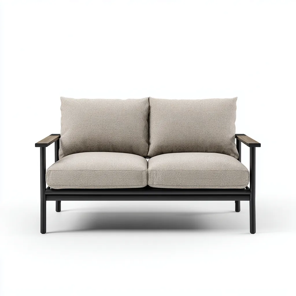 Gerades Sofa Stoff und Metall 178x84x85 cm - Beige - Modernes Industriedesign für Wohnzimmer-Domainota